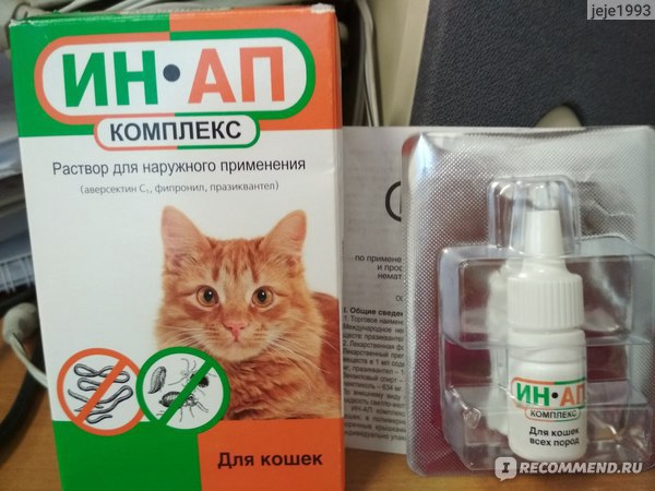 Ин-ап комплекс для кошек, инструкция по применению противопаразитарных капель