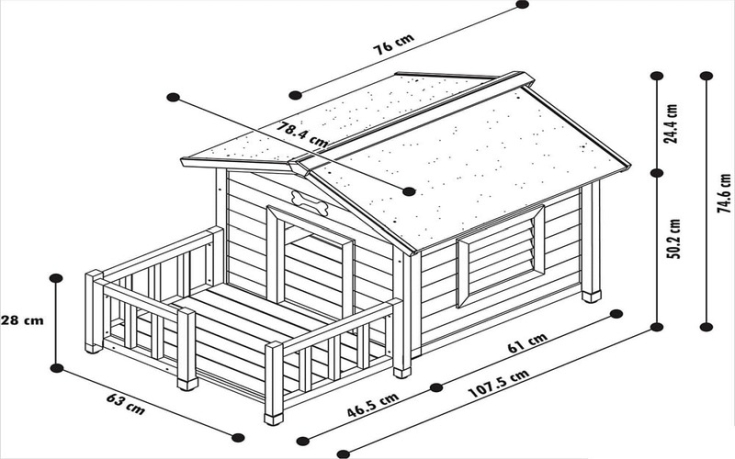 Чертеж собачьей будки с размерами