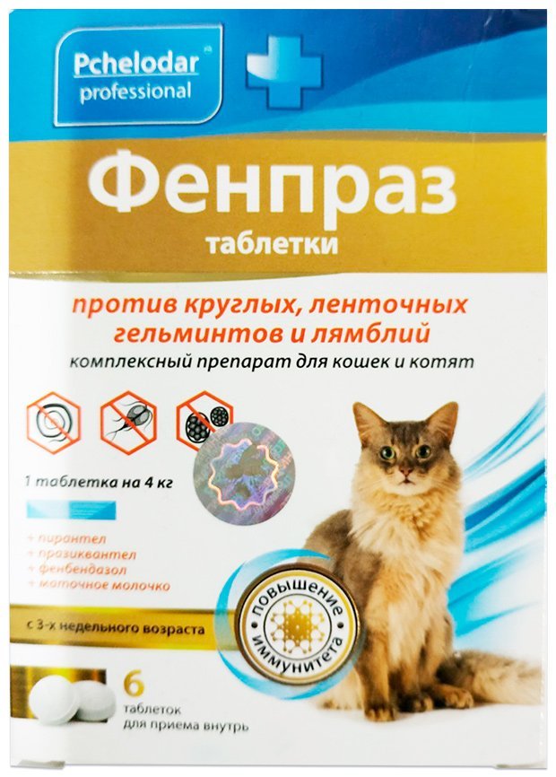 Фенпраз для кошек: описание лекарственных форм двух вариантов препарата