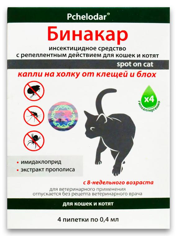 Бинакар – капли для кошек: инструкция по применению, особенности действия и отзывы