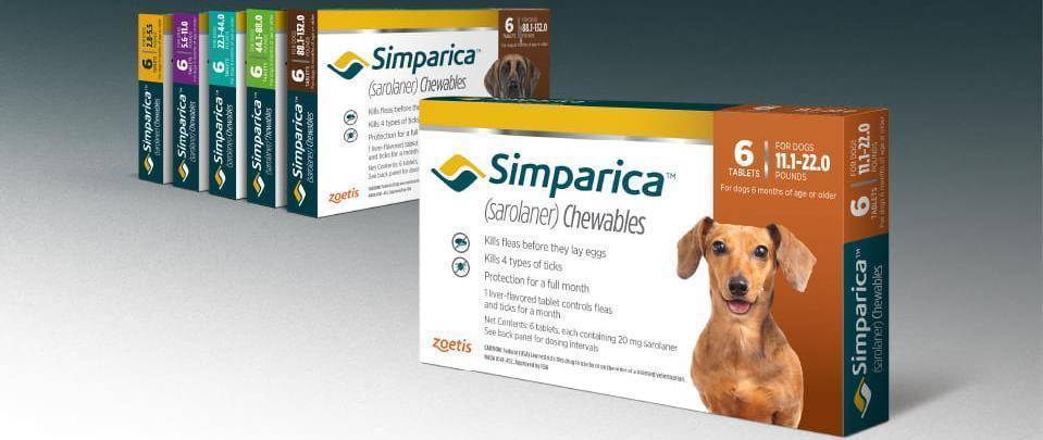Симпарика 20 мг от блох и клещей для собак 5,1-10 кг, 1 таблетка
