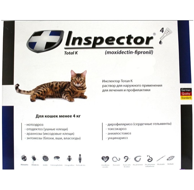 Инспектор капли для кошек: инструкция по применению